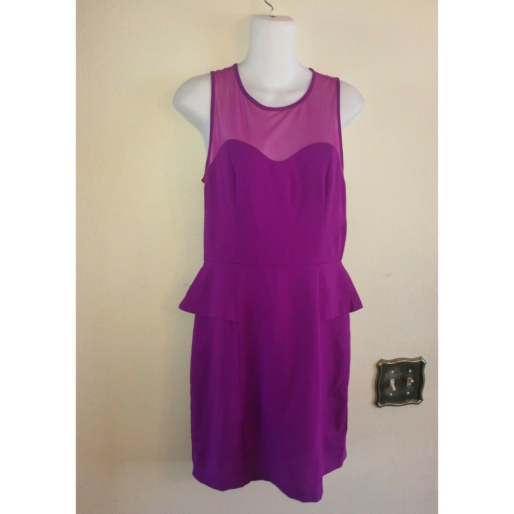Women's Nice Greylin Purple Lightweight Peplum Bodycon Dress Size M